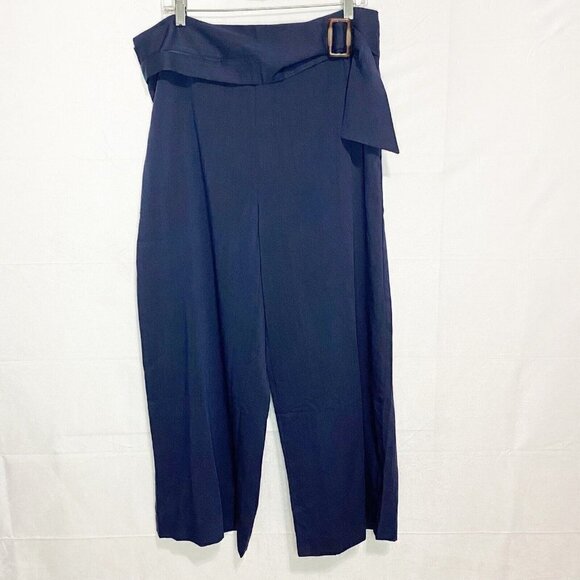 NWT Suzanne Betro Pull-On Navy Buckled Tie Waist Pants Size 2X (36x25) - Picture 1 of 5